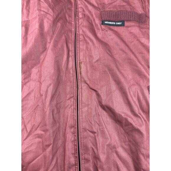 Vintage Members Only Bomber Jacket Mens 44 Crimson Red Cafe Racer Full Zip 80s - Picture 12 of 14